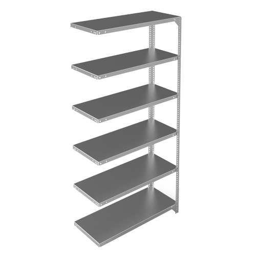 Shelving Unit, Galvanized Steel, Slotted Angle, 400 lbs. Capacity, 36" W x 72" H x 15" D Haskins Industrial Inc.