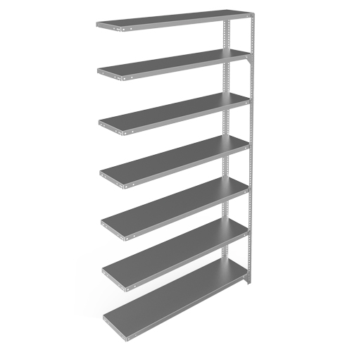 Shelving Unit, Galvanized Steel, Slotted Angle, 300 lbs. Capacity, 48" W x 84" H x 12" D Haskins Industrial Inc.