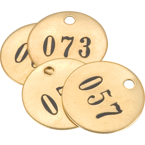 &eacute;tiquettes num&eacute;rot&eacute;es, # 176-200, Laiton, 1" dia. Haskins Industrial Inc.