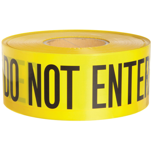 Rubans pour barricades, Anglais, 3" la x 1000' lo, 3 mils, Noir sur jaune Haskins Industrial Inc.