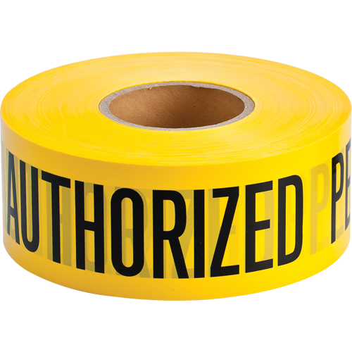 Rubans pour barricades, Anglais, 3" la x 1000' lo, 2 mils, Noir sur jaune Haskins Industrial Inc.