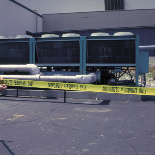 Rubans pour barricades, Anglais, 3" la x 1000' lo, 2 mils, Noir sur jaune Haskins Industrial Inc.
