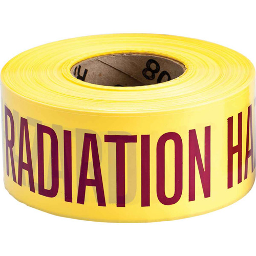 Ruban pour barricade, Anglais, 3" la x 200' lo, 3 mils, Magenta/jaune Haskins Industrial Inc.