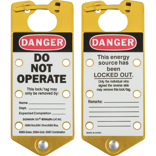 Labeled Lockout Hasps, Yellow Haskins Industrial Inc.