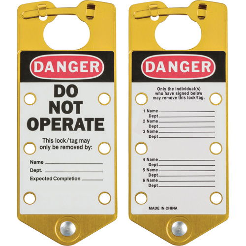Labeled Lockout Hasps, Yellow Haskins Industrial Inc.
