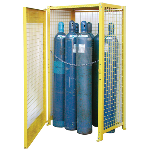 Gas Cylinder Cabinets, 10 Cylinder Capacity, 44" W x 30" D x 74" H, Yellow Haskins Industrial Inc.