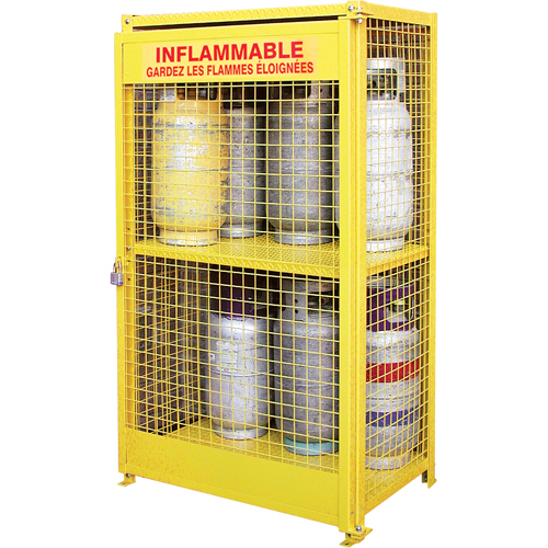 Gas Cylinder Cabinets, 12 Cylinder Capacity, 44" W x 30" D x 74" H, Yellow Haskins Industrial Inc.