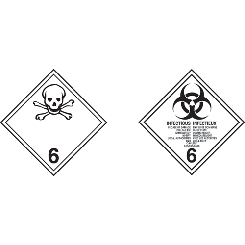 TDG Shipping Labels, Class 6.1, Toxic Substances, Vinyl Haskins Industrial Inc.
