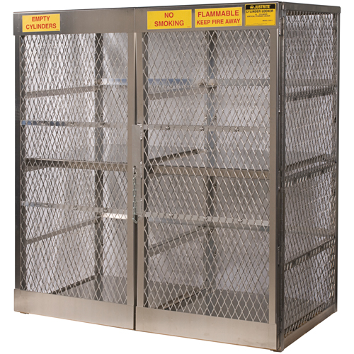 Aluminum LPG Cylinder Locker Storage, 16 Cylinder Capacity, 60" W x 32" D x 65" H, Silver Haskins Industrial Inc.