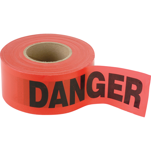 Standard Smaller Barricade Tape, English, 3" W x 300' L, 2 mils, Black on Red Haskins Industrial Inc.