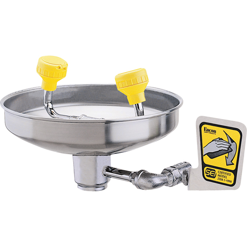 Eyewash With Acetal Heads, Wall-Mount Installation, Stainless Steel Bowl Haskins Industrial Inc.