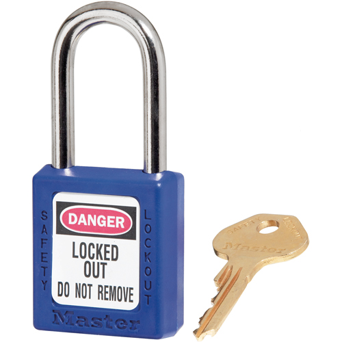 410 Zenex Safety Padlock, Blue, Keyed Different, Thermoplastic, 1-1/2" Width Haskins Industrial Inc.