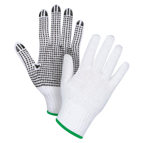 Gants tricot&eacute;s &agrave; pois, Poly/coton, Un c&ocirc;t&eacute;, Calibre 7, Moyen Haskins Industrial Inc.