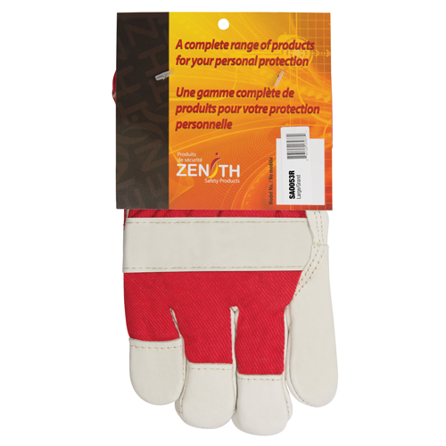Gants d'ajusteur rouge & blanc doubl&eacute;s pour l'hiver de premi&egrave;re qualit&eacute;, Grand, Paume en Cuir fleur de vache, Doublure en Boa Haskins Industrial Inc.