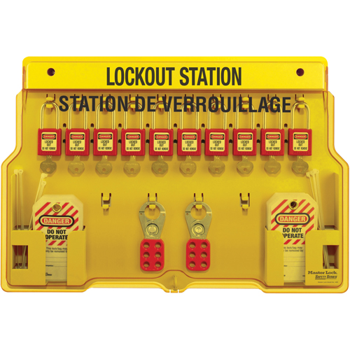 Stations de verrouillage, Cadenas Thermoplastique, Capacit&eacute; de 10, Cadenas Compris Haskins Industrial Inc.