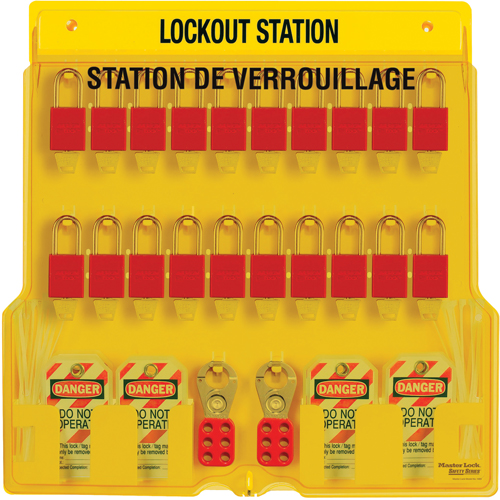 Station de verrouillage, Cadenas Thermoplastique, Capacit&eacute; de 20, Cadenas Compris Haskins Industrial Inc.