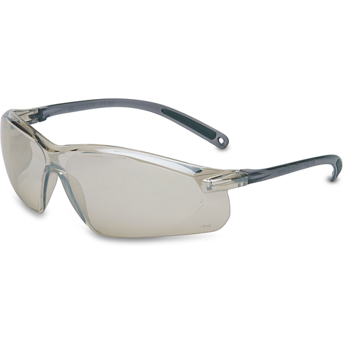 Lunettes de s&eacute;curit&eacute; Uvex s&eacute;rie A700, Lentille Argent/Miroir int&eacute;rieur/ext&eacute;rieur, Anti-&eacute;gratignures, R&eacute;pond ou surpasse la norme CSA Z94.3 Haskins Industrial Inc.