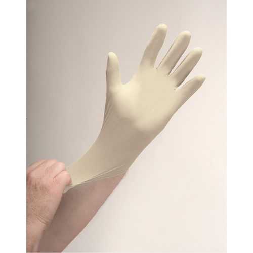 Gants d'examen de premi&egrave;re qualit&eacute; pour peau sensible, Moyen, Latex, 4 mils, Poudr&eacute;s, Naturel Haskins Industrial Inc.