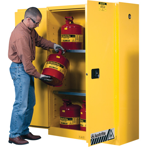 Sure-Grip&reg; Ex Flammable Storage Cabinets, 45 gal., 2 Door, 43" W x 65" H x 18" D Haskins Industrial Inc.