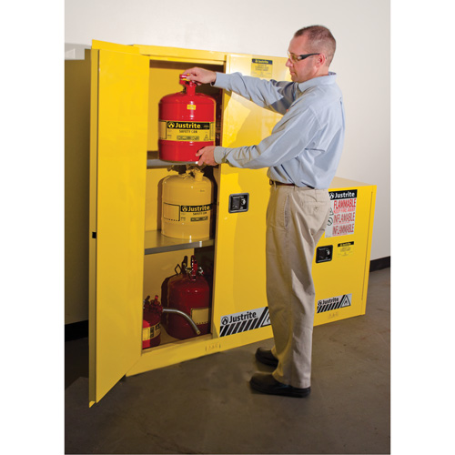 Sure-Grip&reg; Ex Flammable Storage Cabinets, 45 gal., 2 Door, 43" W x 65" H x 18" D Haskins Industrial Inc.
