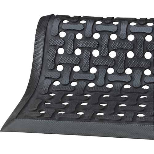 Comfort Flow Mats, Slotted, 2-83/100' x 9-1/12' x 3/8", Black, Nitrile Haskins Industrial Inc.