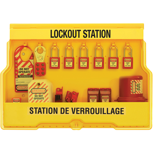 Postes de verrouillage &eacute;lectrique, Cadenas Thermoplastique, Capacit&eacute; de 16, Cadenas Compris Haskins Industrial Inc.