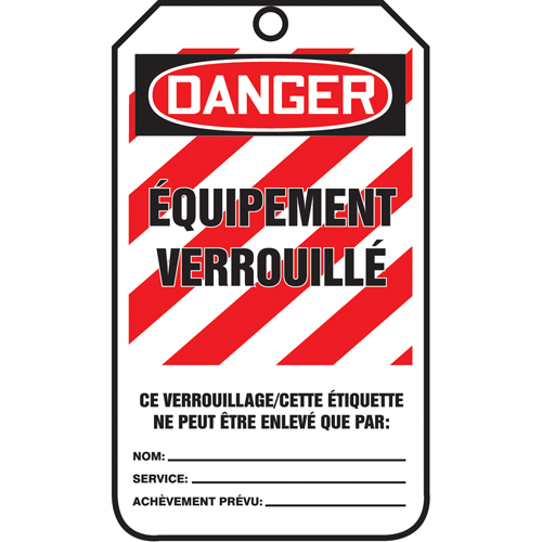 &eacute;tiquettes de verrouillage, Plastique, 3-3/8" la x 5-7/8" h, Français Haskins Industrial Inc.