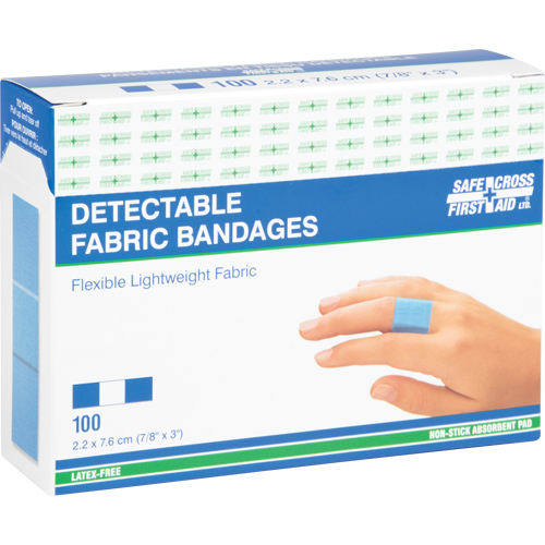 Bandages, Rectangular/Square, 3", Fabric Metal Detectable, Sterile Haskins Industrial Inc.
