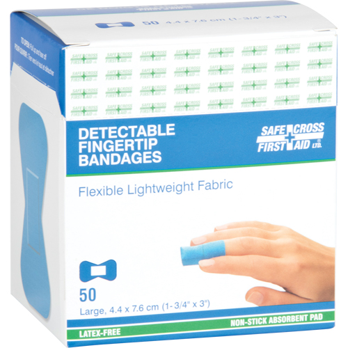 Bandages, Fingertip, 3", Fabric Metal Detectable, Sterile Haskins Industrial Inc.