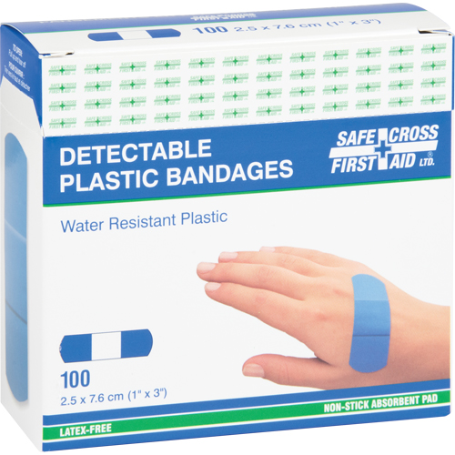 Bandages, Rectangular/Square, 3", Plastic Metal Detectable, Sterile Haskins Industrial Inc.