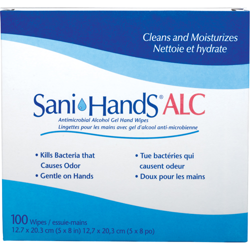 Lingettes antimicrobiennes pour les mains Sani-Hands ALC, Pochette Haskins Industrial Inc.