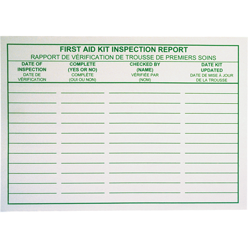 First Aid Kit Inspection Report Cards Haskins Industrial Inc.