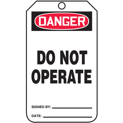 Safety Tags, Cardstock, 3-1/4" W x 5-3/4" H, English Haskins Industrial Inc.