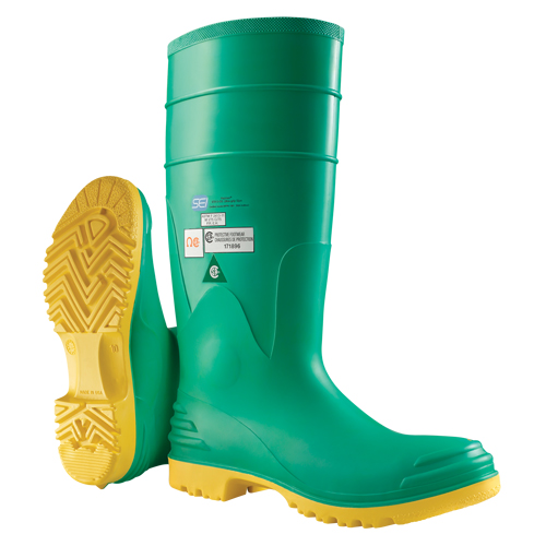 Hazmax&reg; 16" Kneeboot, PVC, Steel Toe, Size 14, Puncture Resistant Sole Haskins Industrial Inc.