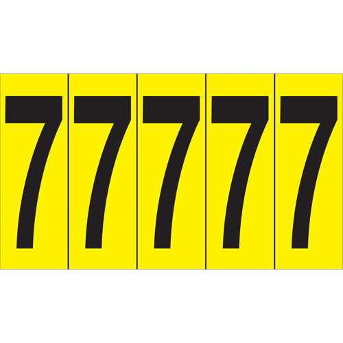Individual Adhesive Number Markers, 7, 3-7/8" H, Black on Yellow Haskins Industrial Inc.