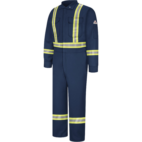 Flame-Resistant Coveralls with Reflective Trim, Size 38, Navy Blue, 12.2 cal/cm² Haskins Industrial Inc.