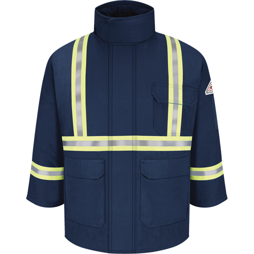 Flame Resistant Parkas with Reflective Striping, Men's, 3X-Large, Navy Blue Haskins Industrial Inc.