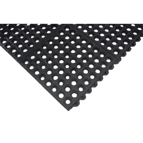 Anti-Fatigue Link Matting, Honeycomb, 3' x 3' x 1/2", Black, Natural Rubber Haskins Industrial Inc.