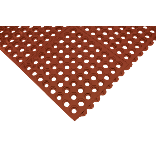 Anti-Fatigue Link Matting, Honeycomb, 3' x 3' x 1/2", Brown, Nitrile/Rubber Haskins Industrial Inc.