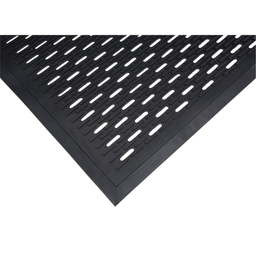 Low-Profile Matting, Rubber, Scraper Type, Slotted Pattern, 3' x 5', Black Haskins Industrial Inc.