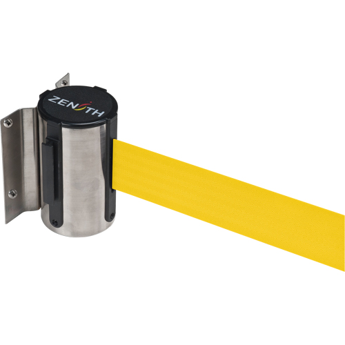 Wall Mount Barrier, Steel, Screw Mount, 12', Yellow Tape Haskins Industrial Inc.