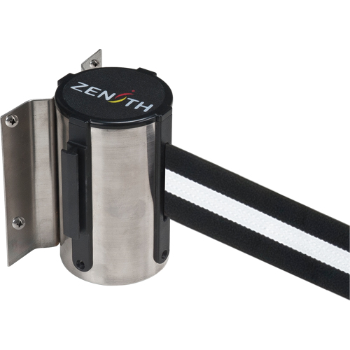 Wall Mount Barrier, Steel, Screw Mount, 7', Black/White Tape Haskins Industrial Inc.