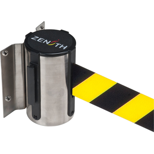 Wall Mount Barrier, Steel, Screw Mount, 7', Black/Yellow Tape Haskins Industrial Inc.