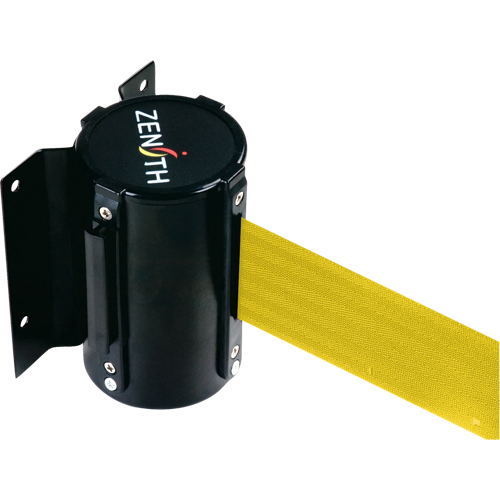 Wall Mount Barrier, Steel, Screw Mount, 12', Yellow Tape Haskins Industrial Inc.
