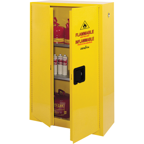 Flammable Storage Cabinet, 45 gal., 2 Door, 43" W x 65" H x 18" D Haskins Industrial Inc.