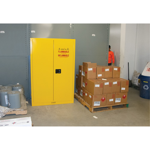 Flammable Storage Cabinet, 45 gal., 2 Door, 43" W x 65" H x 18" D Haskins Industrial Inc.