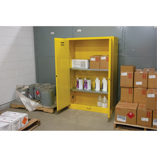 Flammable Storage Cabinet, 45 gal., 2 Door, 43" W x 65" H x 18" D Haskins Industrial Inc.