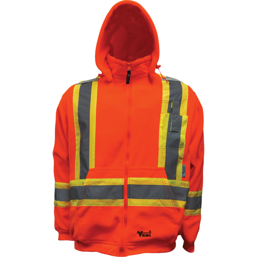 Chandail &agrave; capuchon de s&eacute;curit&eacute; en molleton, Molleton/Polyester, Petit, Orange Haskins Industrial Inc.