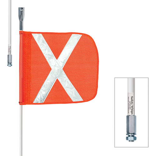 Safety Whip&reg; Heavy-Duty Whips, Threaded Mount, 3' High, Orange Haskins Industrial Inc.