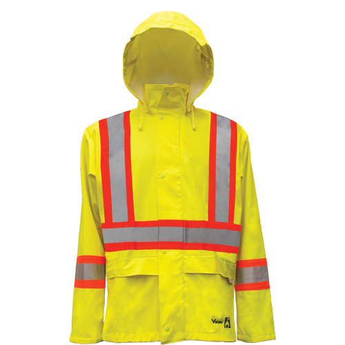 Vestes de s&eacute;curit&eacute; imperm&eacute;ables ignifuges haute visibilit&eacute; en polyur&eacute;thane, Petit, Jaune lime haute visibilit&eacute; Haskins Industrial Inc.
